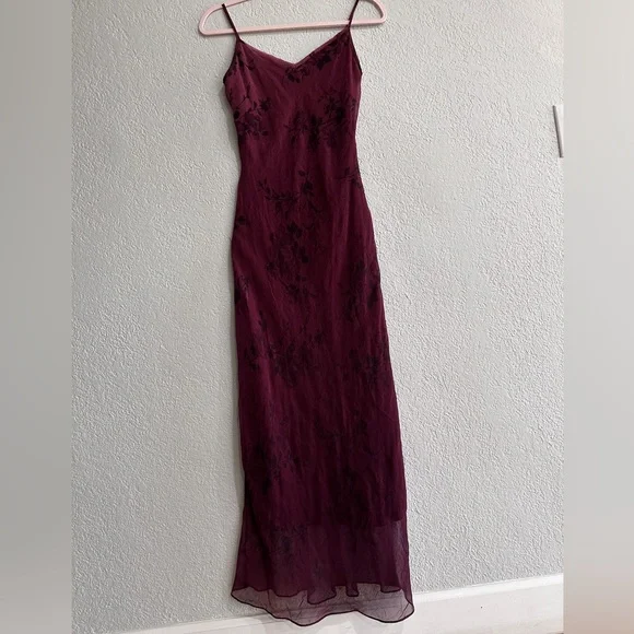 Charlotte Russe Floral Maxi Dress Burgundy Size 3 - Picture 13 of 16